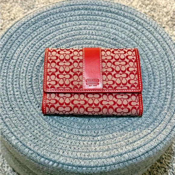 Coach Red Patterned Wallet - Picture 1 of 6